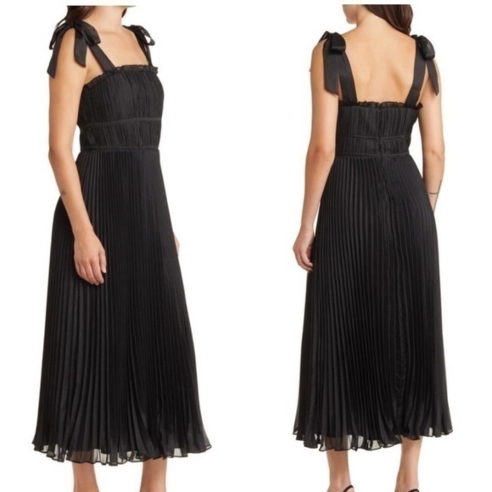 Adelyn Rae Bianca Pleated Organza Midi Dress